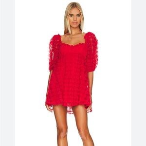 For Love and Lemons Hannah Mini Dress in Red